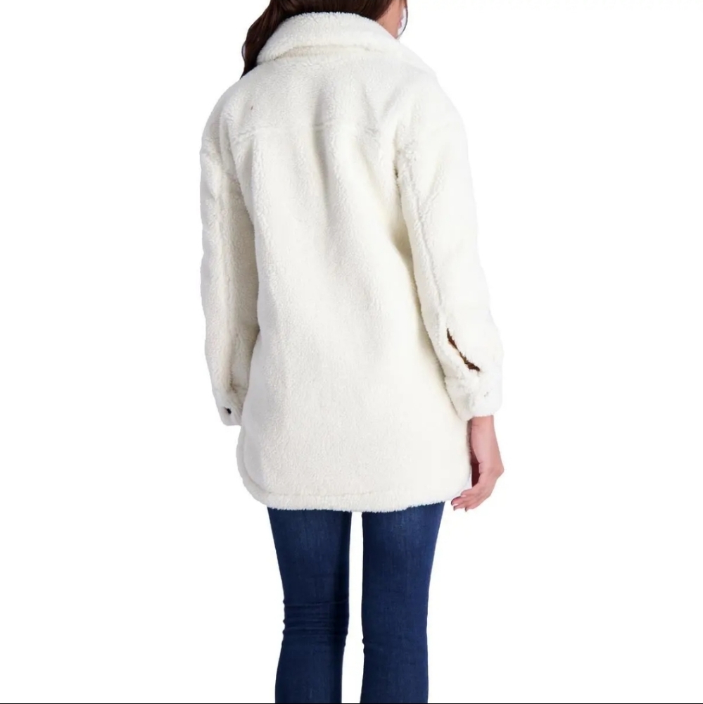 Lucky Brand FAUX FUR Long Sleeve Button Up Coat Designer #691 - Picture 4 of 14